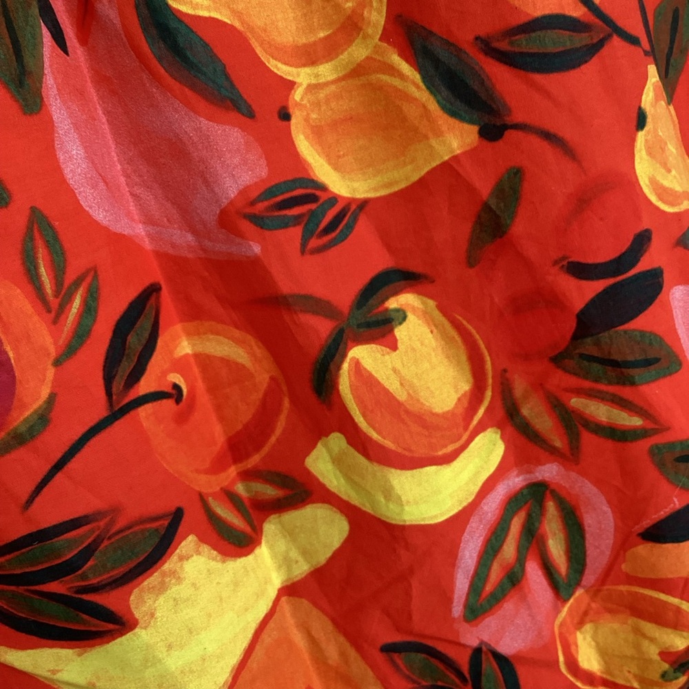 🍊FARM Rio Tiered Midi Skirt Flare Hem New XL Printed Orange Fruit Anthropologie - Picture 10 of 15